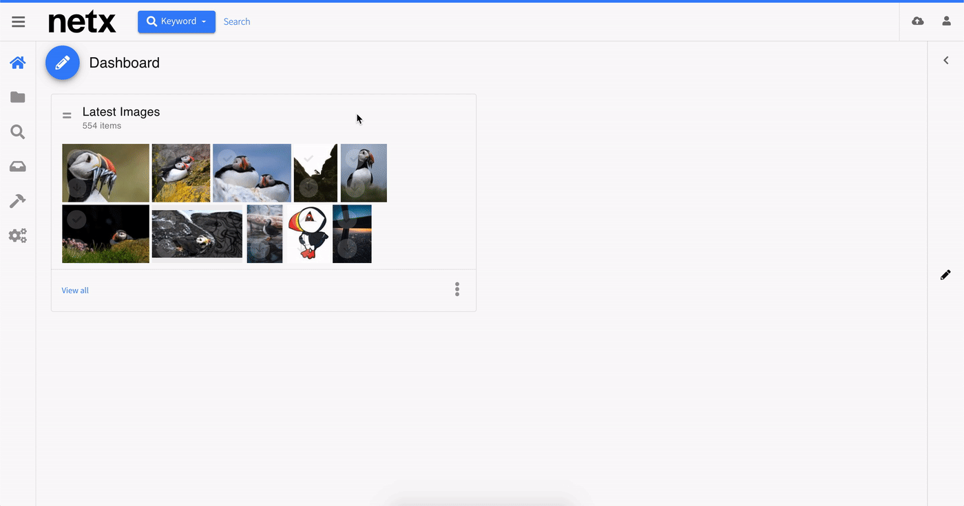 User selects multiple assets and adds descriptive metadata with NetX Quick Editor