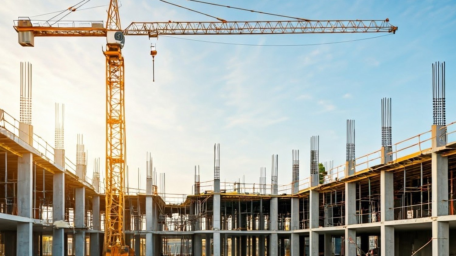 Baustelle im Gewerbebau zur Darstellung der Projektplanung, Dokumentation und des Betriebsablaufmanagements