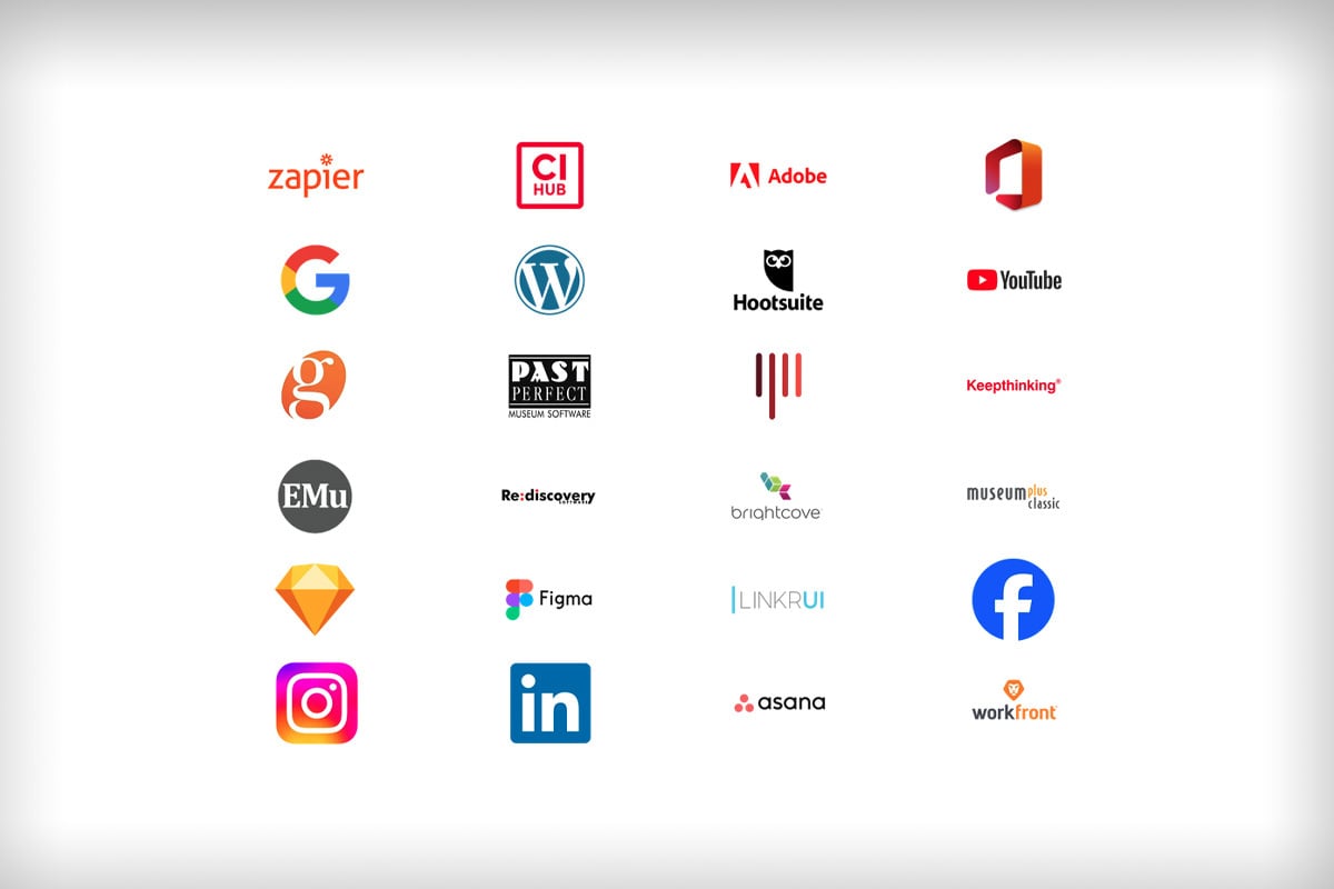 Integrationen für das digitale Asset-Management, die Google, WordPress, HootSuite, YouTube und Content-Workflows in Unternehmen miteinander verbinden
