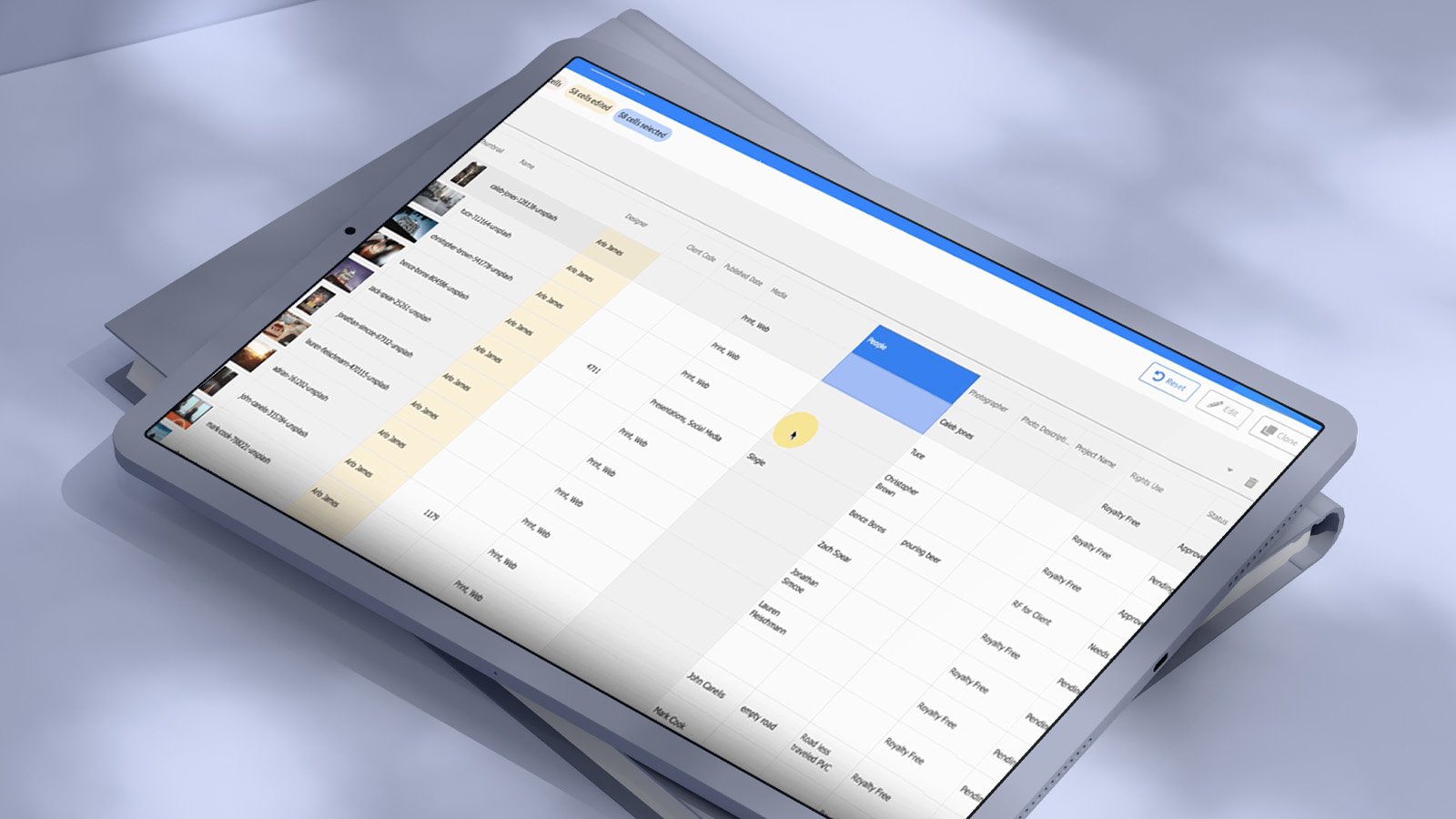 Ein Programm zur Verwaltung digitaler Assets, das Metadaten und Governance-Maßnahmen auf kreative Assets anwendet