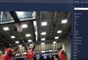 NetX displaying a basketball video asset with descriptive file information