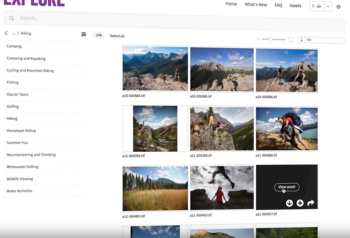 Travel and tourism team using marketing asset management to find approved campaign assets by season, location, activity and audience